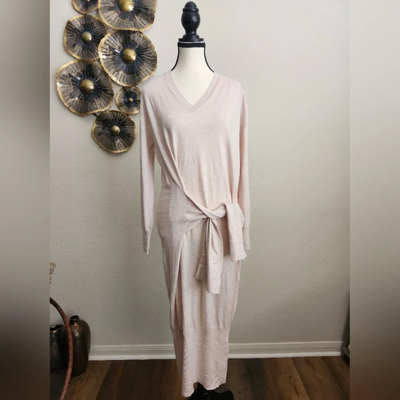 Thakoon Wrap Tie Sweater Dress In Oatmeal XS - Picture 1 of 13